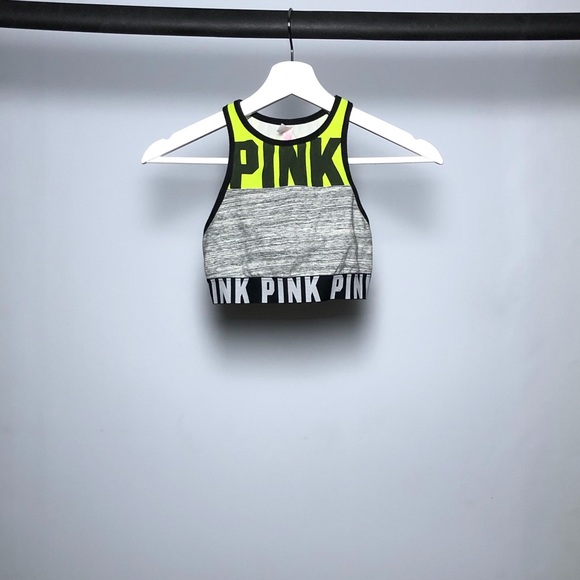 Grey/ green PINK sports bra - Picture 1 of 2